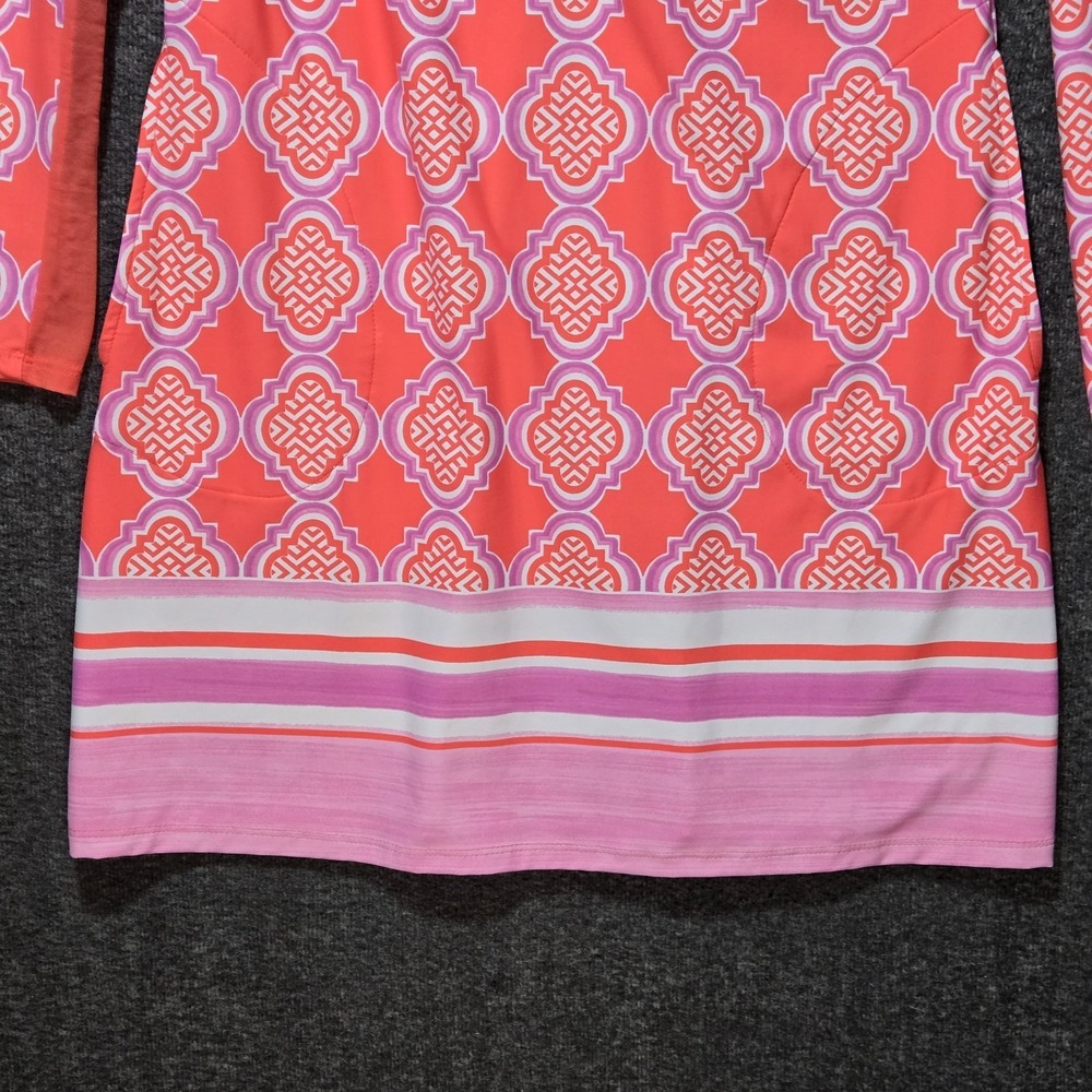 Cabana Life Coral Geo 1/4 Zip Long Sleeve Sport Dress Pink 50+ UPF Sz S - Picture 3 of 12